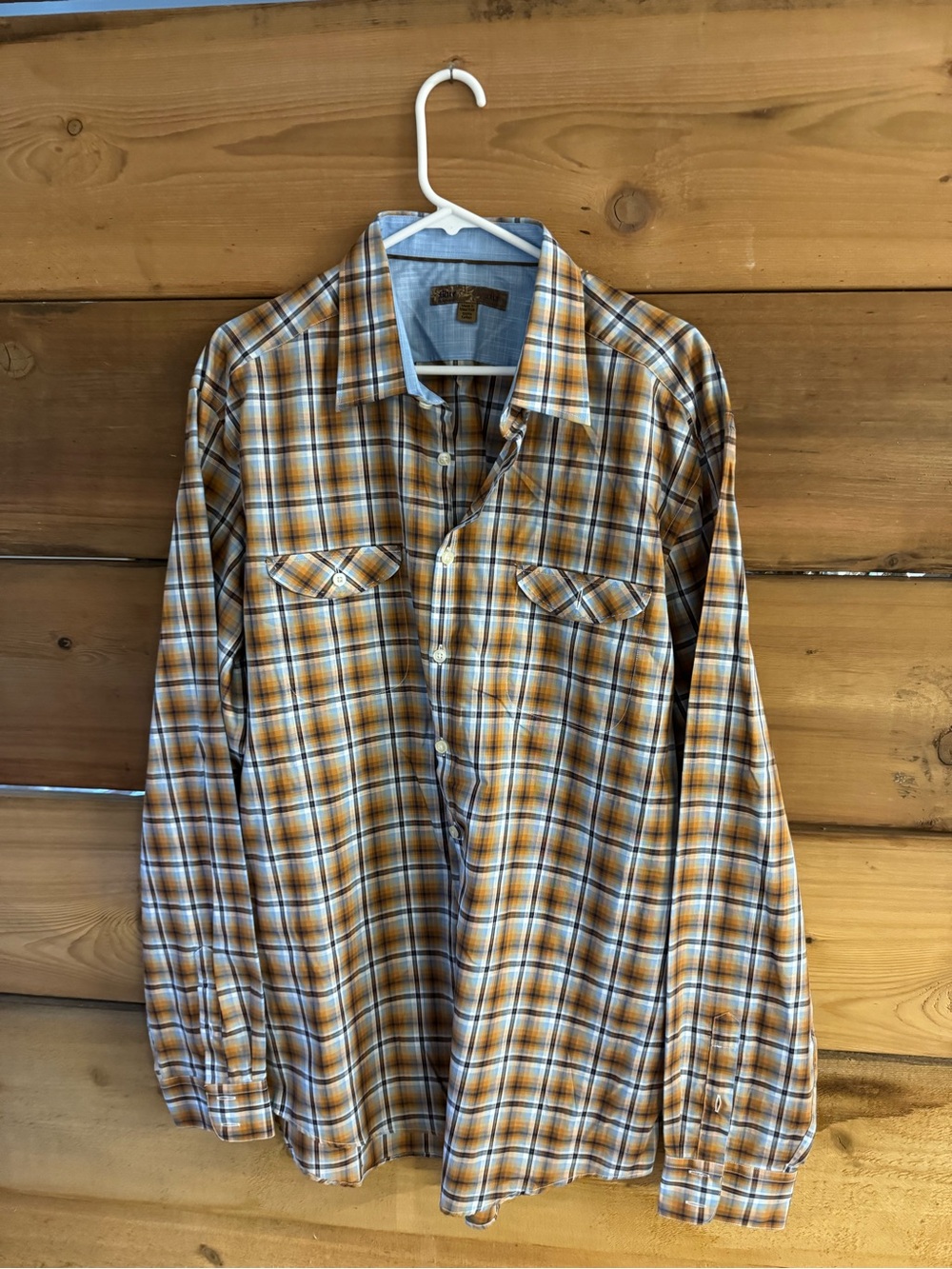 Blue by Pronto Uomo Men's Yellow and Blue Plaid Button-Up Shirt